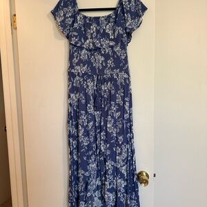 Xhilaration Blue and White Floral Maxi Dress